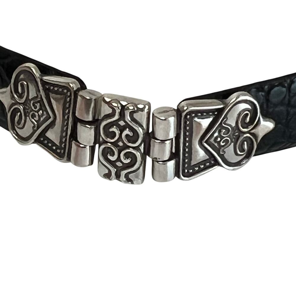 Lake Shore Diva Accessories Womens Black Leather Belt Large Silver Tone Western - Picture 10 of 10